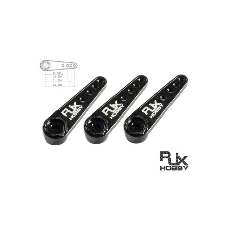 FS0314BK – BRACCIO SERVO RJX IN ALLUMINIO PER SERVI MINI E STANDARD (X3PCS) – NERO