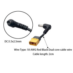 RJX2372 – Adaptador XT60 Macho a DC 5.5 × 2.5 mm para Baterías LiPo y Gafas FPV