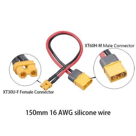 RJX2293 - RJX Cable de connecteur male XT60 vers XT30 femelle 16AWG turnigy lipo FPV