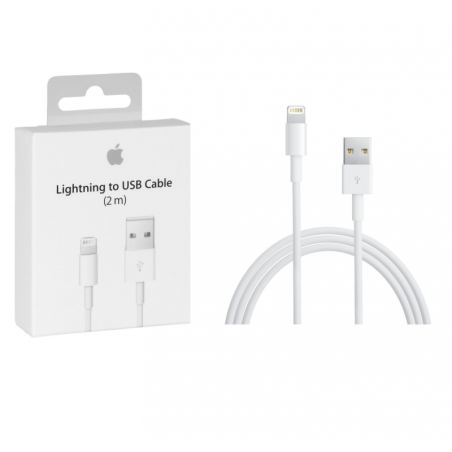 CABLE USB ORIGINAL Lightning 2 mètres Apple Blanc -(Boite/BLISTER)