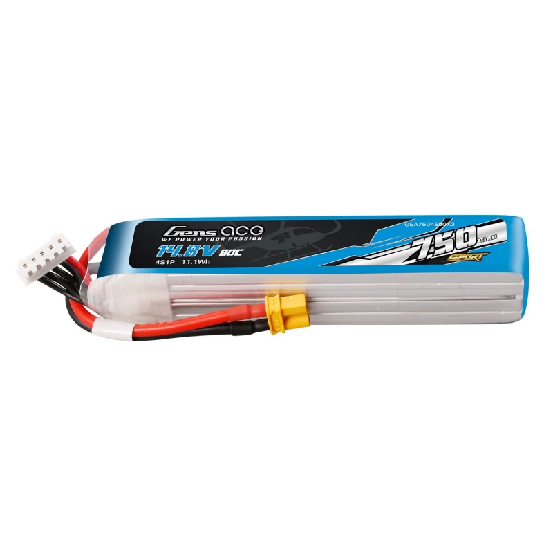 GEA7504S80X3 – GENS ACE 750MAH 14.8V 4S 80C BATTERIA LIPO CON CONNETTORE XT30 (F5J)