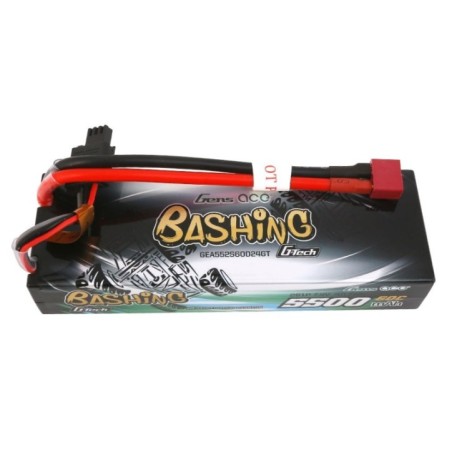 GEA552S60D24GT - Gens ace G-Tech 5500mAh 7.4V 2S 60C HardCase 24 car Lipo Battery with T-plug