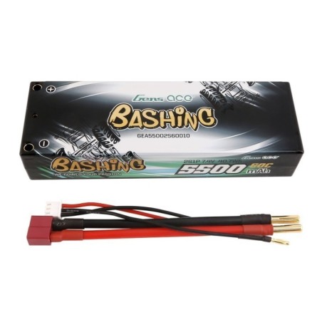 GEA55002S60D10 - GENS ACE 5500MAH 2S 7.4V 60C HARDCASE RC 10 BATTERIE DE VOITURE LIPO AVEC T-PLUG
