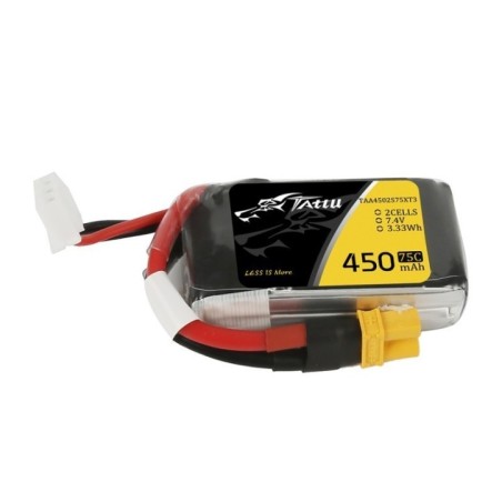 TAA4502S75XT3 - TATTU 450MAH 2S 75C 7.4V LIPO BATTERY PACK WITH XT30 PLUG