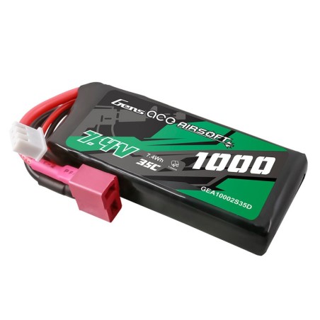 GEA10002S35D - Gens ace 25C 1000mAh 2S1P 7.4 V Airsoft Pistolet à  Batterie Lipo avec T Plug
