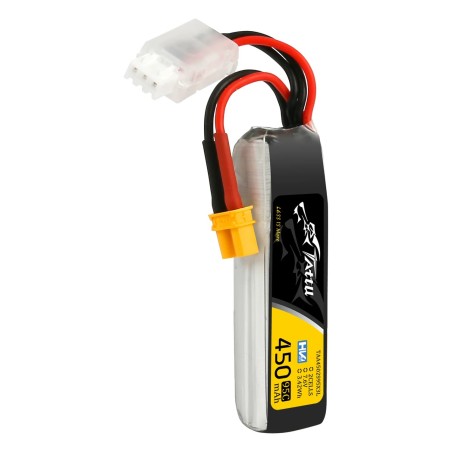 TAA4502S95X3L - TATTU 450MAH 2S 95C 7.6V LIPO BATTERY HV PACK WITH XT30 PLUG LONG SIZE