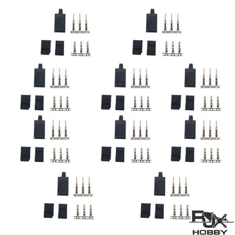 RJX2898 - RJX 10 jeux Futaba Servo Plug Ensemble Plaqué Or Mâle et Femelle RJX2898 - RJX 10 jeux Futaba Servo Plug Ensemble Plaqué Or Mâle et Femelle