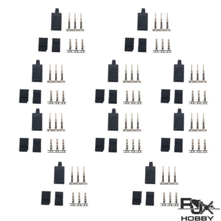 RJX2898 - RJX 10 jeux Futaba Servo Plug Ensemble Plaqué Or Mâle et Femelle