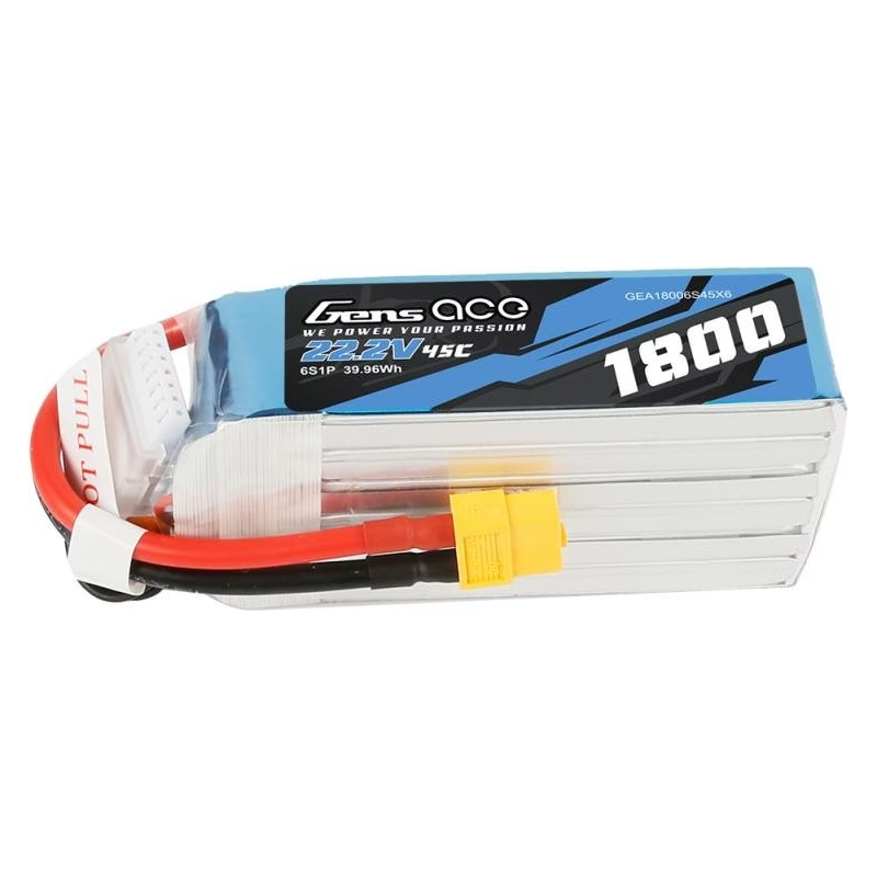 GEA18006S45X6 - GENS ACE BATTERIE LIPO 6S1P 1800MAH 22.2V 45C XT60 GEA18006S45X6 - GENS ACE BATTERIE LIPO 6S1P 1800MAH 22.2V 45C XT60