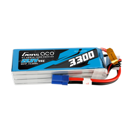 GEA33006S45E5 - Gens ace 3300mAh 22.2 V 45C 6S1P Batterie Lipo Pack avec EC5 Plug