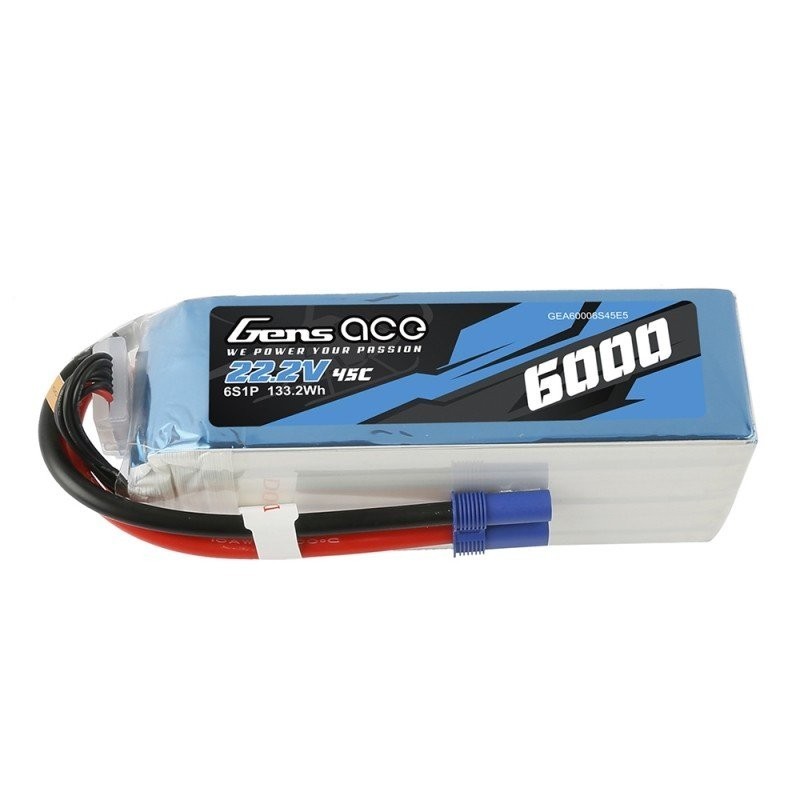 GEA60006S45E5 - GENS ACE BATTERIE LIPO 6S1P 6000MAH 22.2V 45C EC5 GEA60006S45E5 - GENS ACE BATTERIE LIPO 6S1P 6000MAH 22.2V 45C EC5