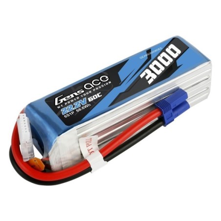 GEA6S300060E5 - Gens Ace 3000mAh 22.2V 60C 6S1P Lipo Battery Pack avec prise EC5