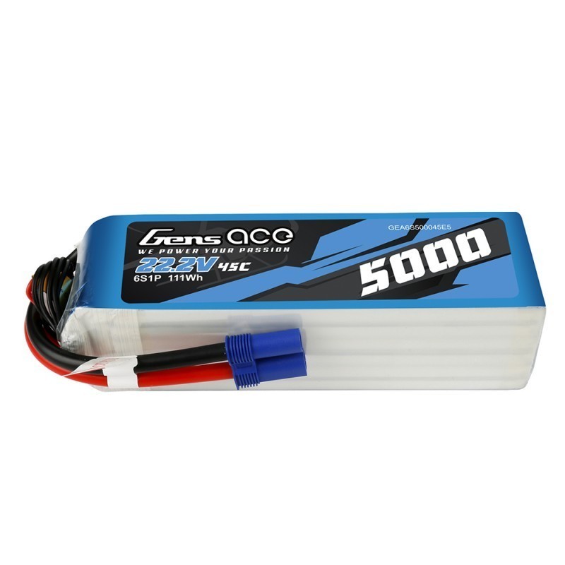 GEA6S500045E5 - GENS ACE BATTERIE LIPO 6S1P 5000MAH 22.2V 45C EC5 GEA6S500045E5 - GENS ACE BATTERIE LIPO 6S1P 5000MAH 22.2V 45C EC5