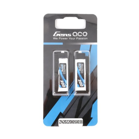 GEA2001S45PH - Batterie Lipo Gens ace 200mAh 3.7V 45C 1S1P (2pcs)