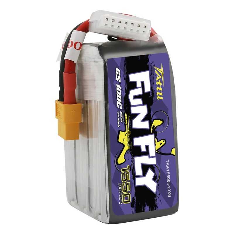 Tattu Batterie LiPo 6S 1550 mAh 22,2 V 150 C 6S avec fiche XT60 Rline Series pour compétitions professionnelles FPV Racing
