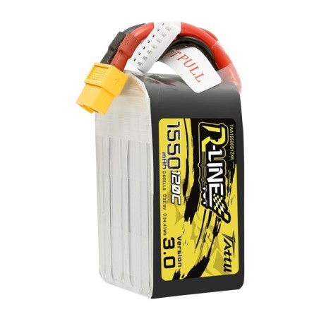 TAA15506S12X6 - TATTU R-LINE 1550MAH 120C 22.2V 6S1P LIPO BATTERY PACK WITH XT60 PLUG