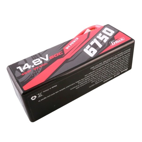 GEA67504S60XGT - Gens ace G-Tech Hardcase 6750mAh 14.8V 60C 4S1P Batterie Lipo avec Prise XT90