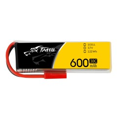 TAA6001S30JS1 - Tattu 600mAh 3.7V 30C 1S1P Lipo Battery Pack JST Plug 1pc