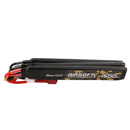 GEA15003S25D3 - Gens ace 25C 1500mAh 3S1P 11.1V Nunchuck 3X Airsoft Gun Lipo Battery with T Plug