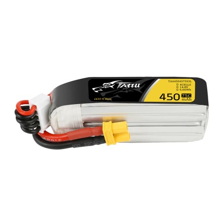 TAA4504S75X3L – Tattu LiPo Akku 4S1P 450mAh 14.8V 75C mit XT30 Long Stecker