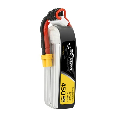 TA-75C-450-4S1P-L - TATTU 450mAh 14.8V 75C 4S1P Batteria LiPo con connettore XT30 – Formato lungo per telaio a H