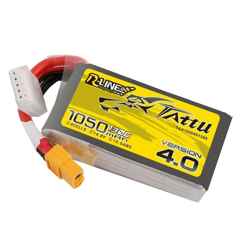 TAA10504S13X6 – Tattu R-Line Version 4.0 1050mAh 14.8V 130C 4S1P Batterie LiPo avec connecteur XT60