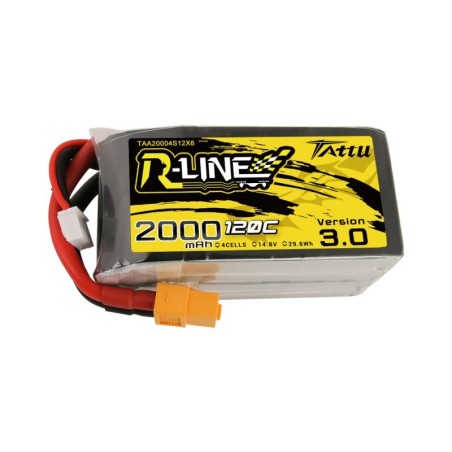 TAA20004S12X6 – Tattu R-Line Version 3.0 2000mAh 14.8V 120C 4S1P Batterie LiPo avec connecteur XT60