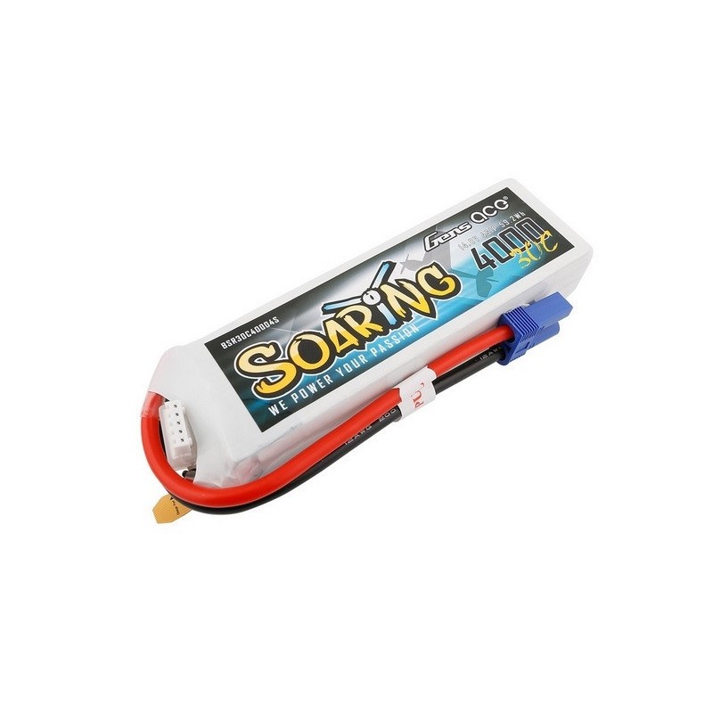 GEA40004S30E5 – Batteria LiPo Gens Ace Soaring 4000mAh 14.8V 30C 4S1P con connettore EC5